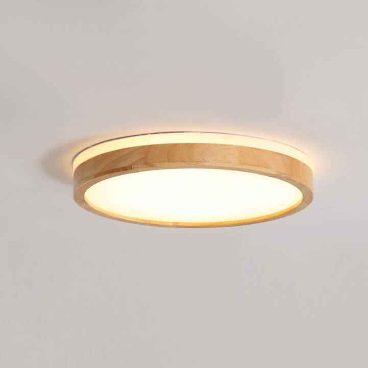 Plafonnier LED Bois Dimmable Scandinave pour Cuisine