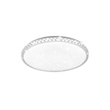 Plafonnier rond en verre cristal, bord argenté, diffuseur lumineux blanc