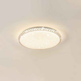 Plafonnier rond en verre cristal avec bord décoratif, lumière blanche chaude
