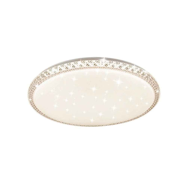 Plafonnier rond en verre cristal avec bord décoratif et diffuseur lumineux blanc