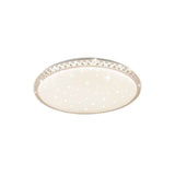 Plafonnier rond en verre cristal, bord doré, diffuseur lumineux blanc cassé