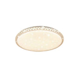 Plafonnier rond en verre cristal, bord doré, diffuseur lumineux blanc cassé