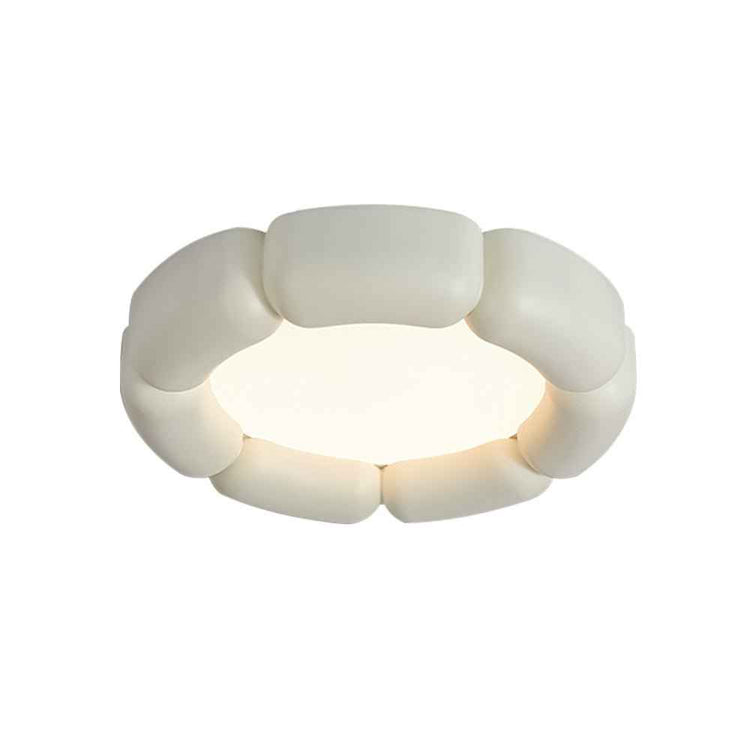 Plafonnier LED en céramique, finition blanche, anneau de formes arrondies
