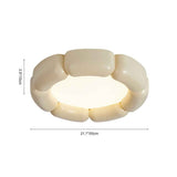 Plafonnier LED en céramique beige, forme annulaire, dimensions indiquées