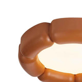 Plafonnier LED en céramique, abat-jour orange brun, forme annulaire courbée