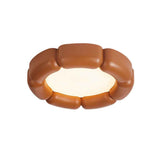Plafonnier LED en céramique, finition orange, vue rapprochée du diffuseur