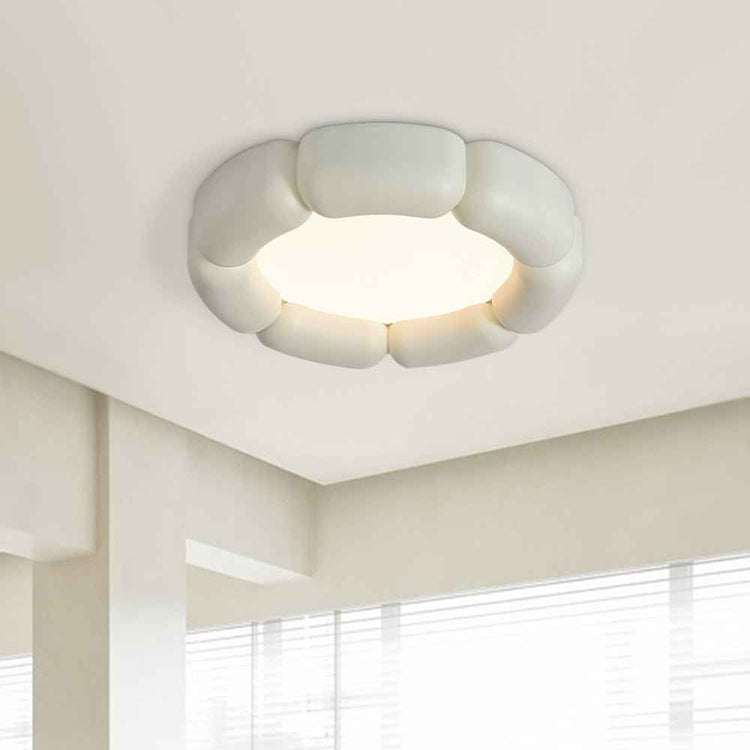 Plafonnier LED en céramique, finition blanche, diffuseur circulaire
