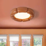 Plafonnier LED en céramique, finition orange, anneau de modules arrondis