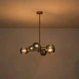 Lustre Salon Boule en Verre Bleu 78 cm
