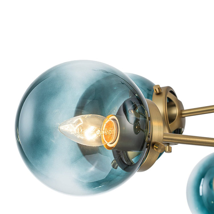 Lustre Salon Boule en Verre Bleu 78 cm