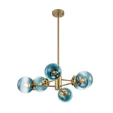 Lustre Salon Boule en Verre Bleu 78 cm