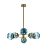 Lustre Salon Boule en Verre Bleu 78 cm