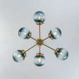 Lustre Salon Boule en Verre Bleu 78 cm