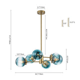 Lustre Salon Boule en Verre Bleu 78 cm