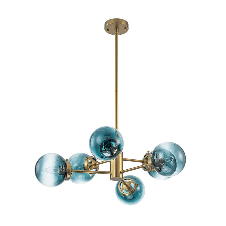 Lustre Salon Boule en Verre Bleu 78 cm