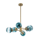Lustre Salon Boule en Verre Bleu 78 cm
