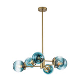 Lustre Salon Boule en Verre Bleu 78 cm