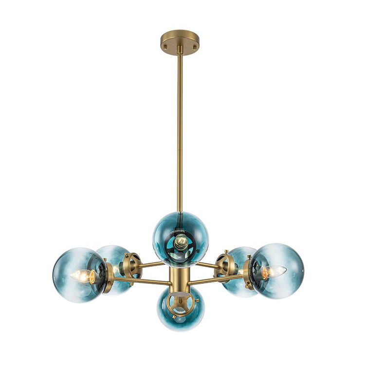 Lustre Salon Boule en Verre Bleu 78 cm