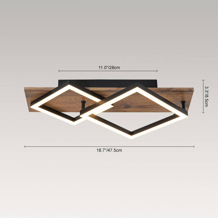 Plafonnier Couloir Carré en Bois