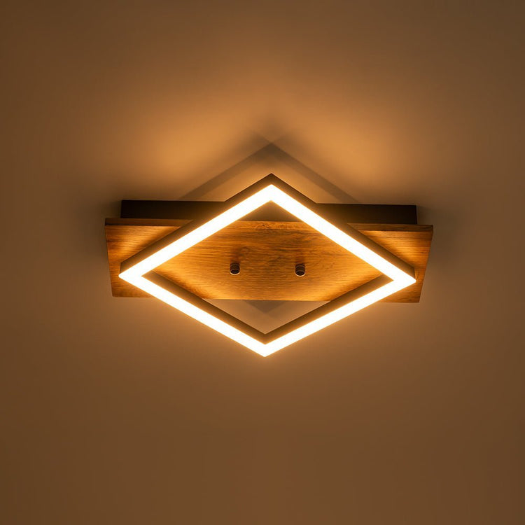 Plafonnier Couloir Carré en Bois