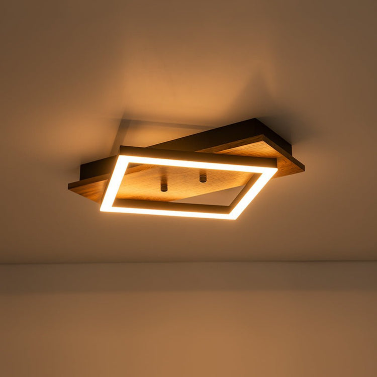 Plafonnier Couloir Carré en Bois