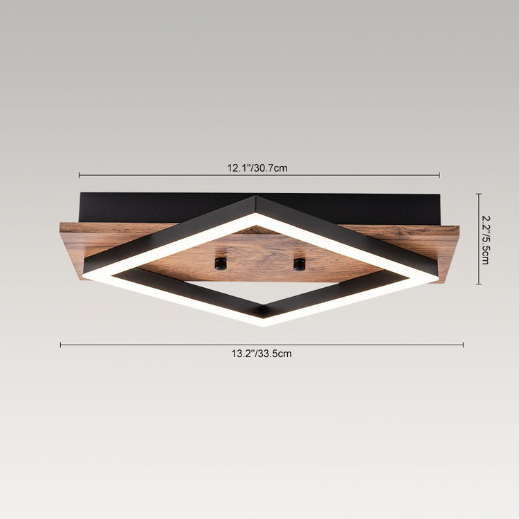 Plafonnier Couloir Carré en Bois
