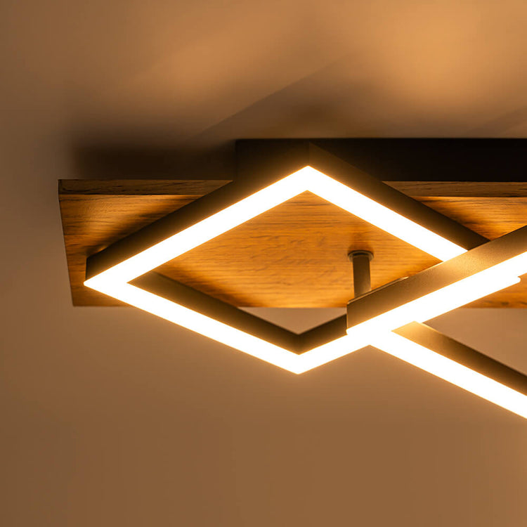 Plafonnier Couloir Carré en Bois