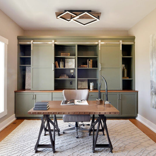 Plafonnier Couloir Carré en Bois