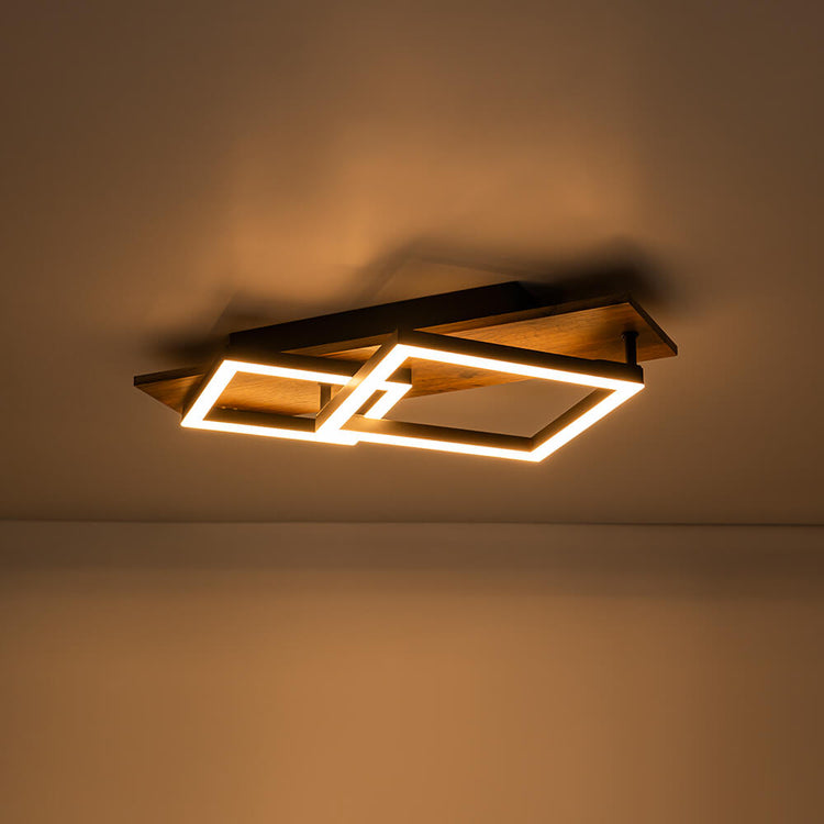 Plafonnier Couloir Carré en Bois
