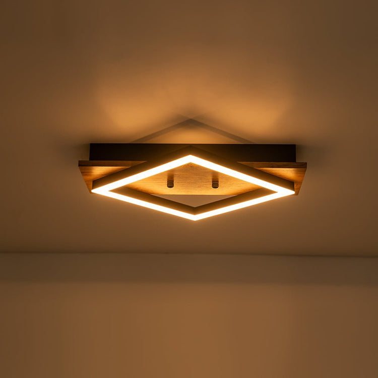 Plafonnier Couloir Carré en Bois