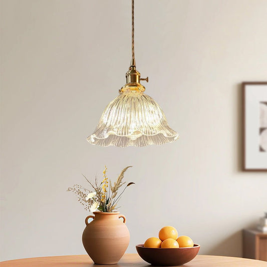 Suspension Verre Élégant Fleur Bande pour Salle à Manger