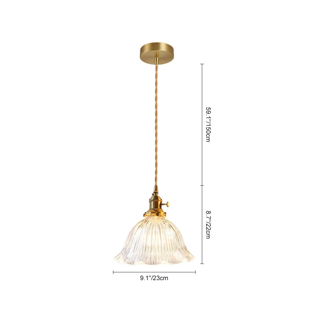 Suspension Verre Élégant Fleur Bande pour Salle à Manger