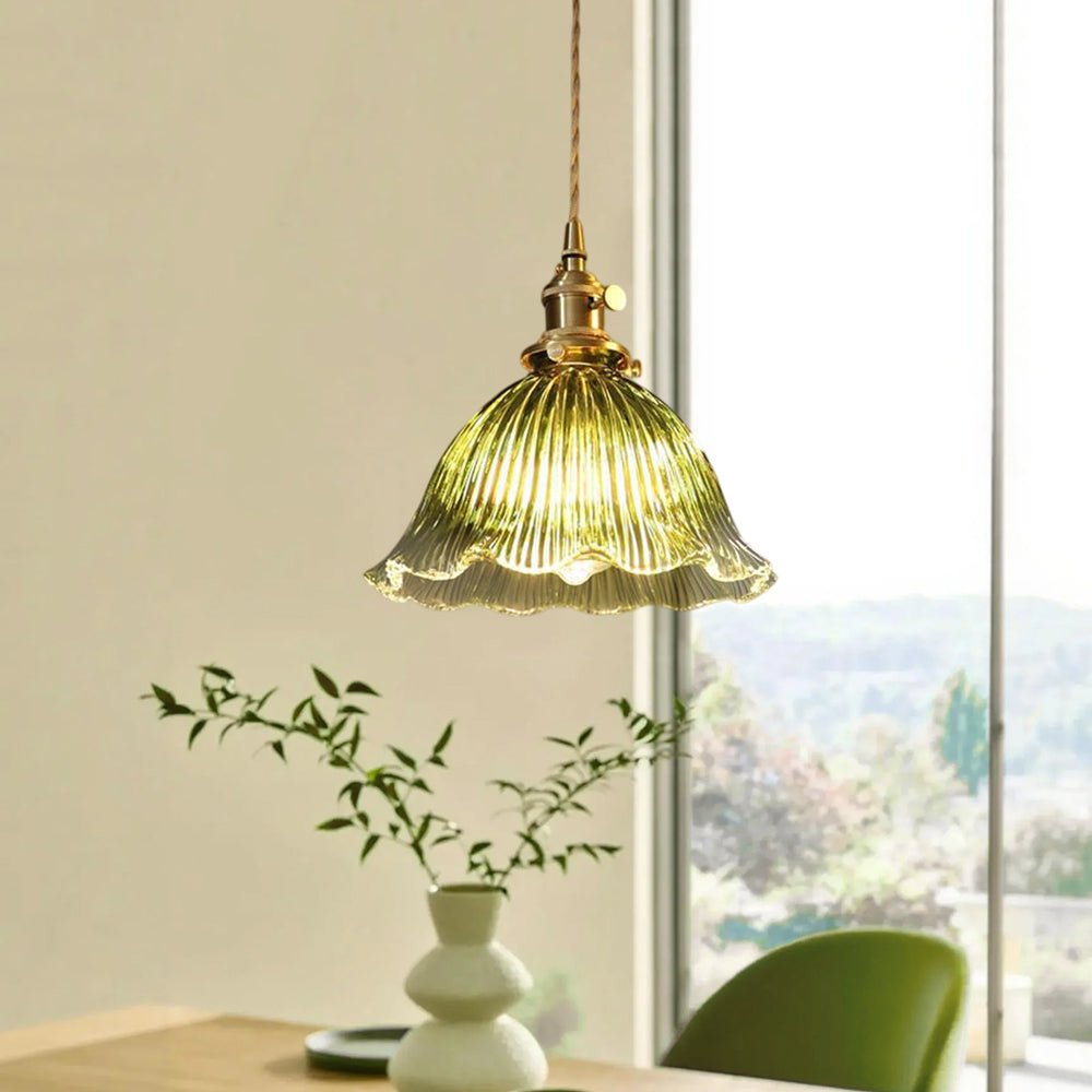 Suspension Verre Élégant Fleur Bande pour Salle à Manger