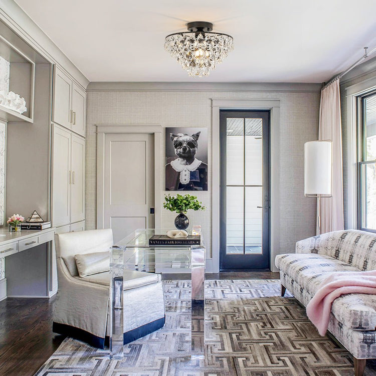 Plafonnier Salon Goutte en Cristal