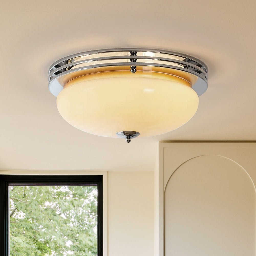 Plafonnier LED Verre Traditionnel Français Rond pour Chambre