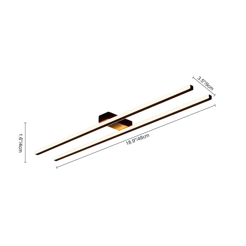 Plafonnier LED Deux Bandes Noir pour Salle de Bain