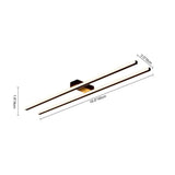 Plafonnier LED noir à deux bandes avec mesures visibles, deux barres lumineuses allongées.