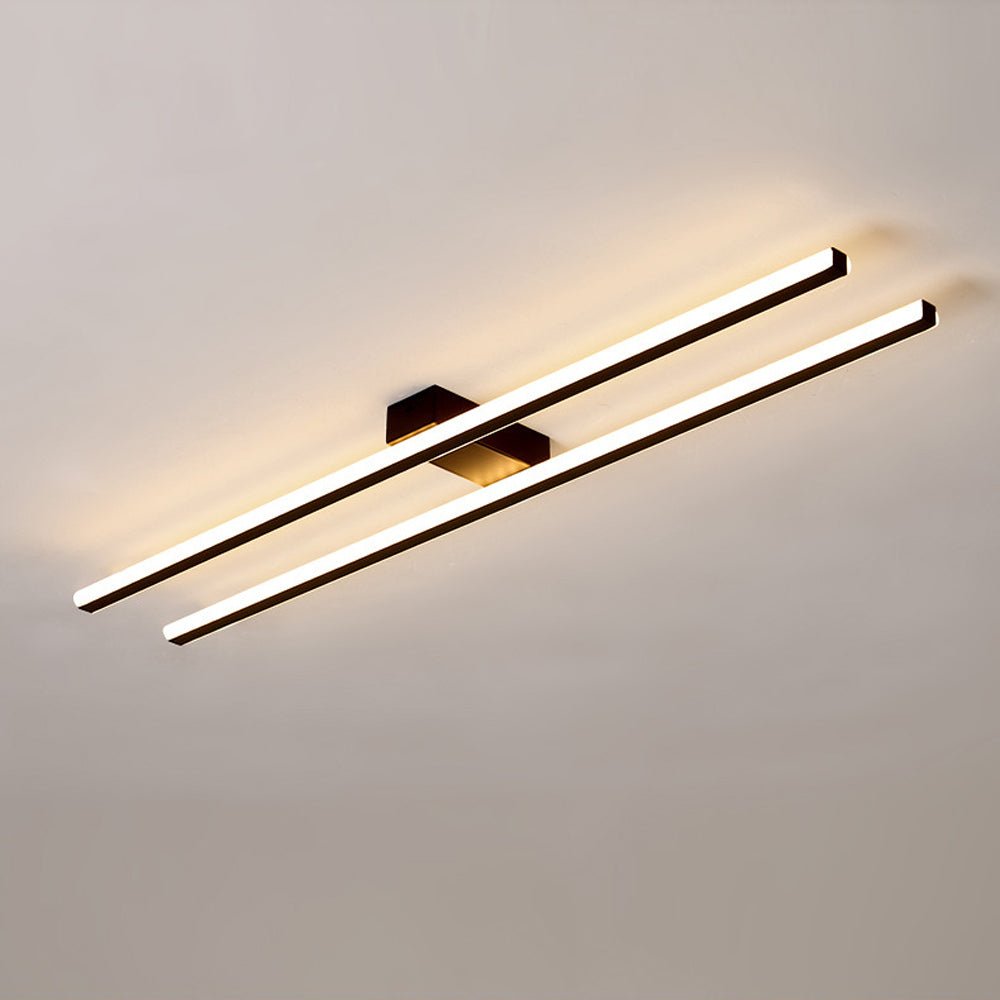 Plafonnier LED Deux Bandes Noir pour Salle de Bain