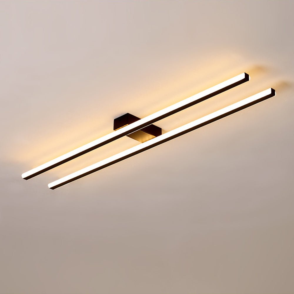 Plafonnier LED Deux Bandes Noir pour Salle de Bain
