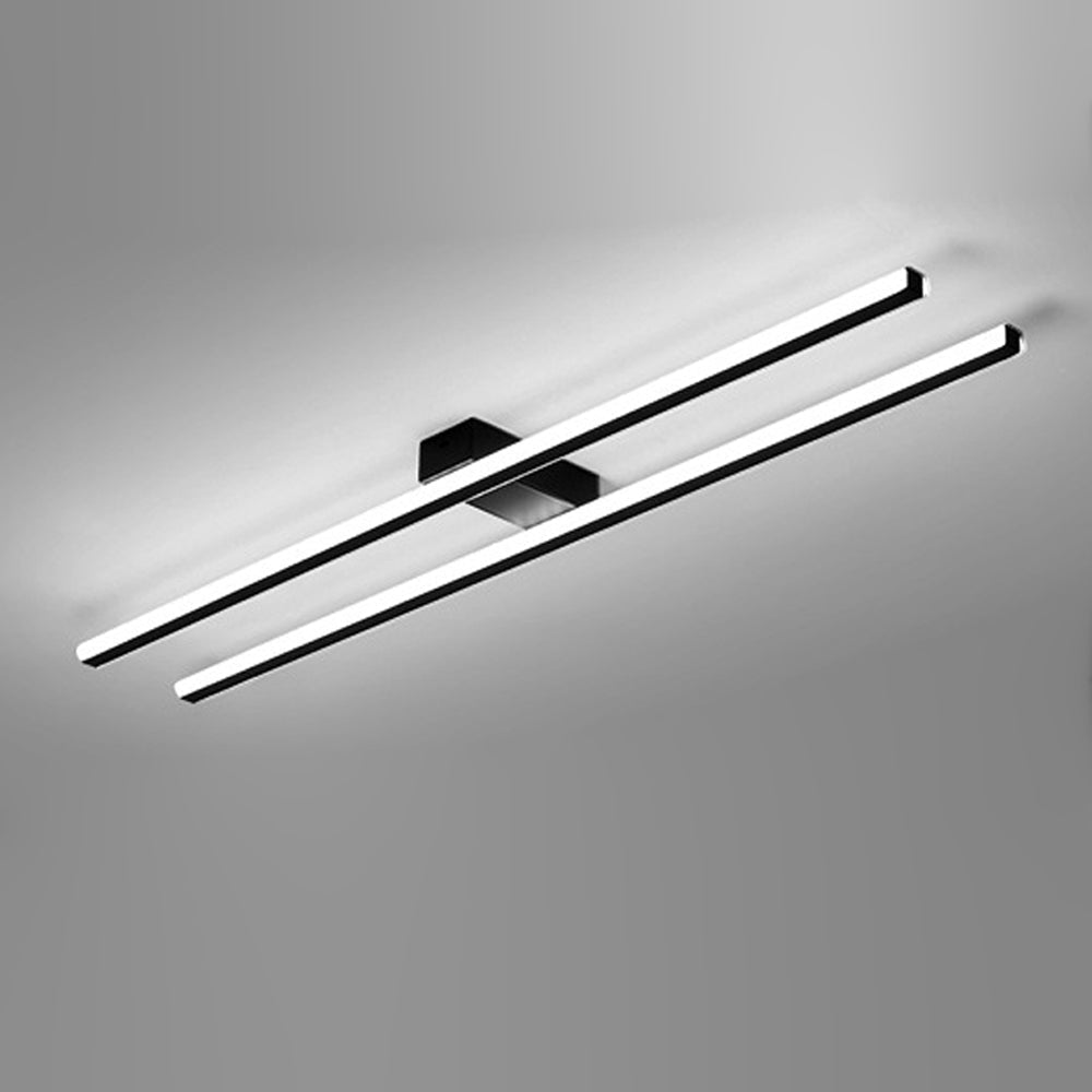 Plafonnier LED Deux Bandes Noir pour Salle de Bain