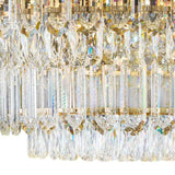Rideau de gouttes en cristal facetté transparent, touches dorées, rangées superposées
