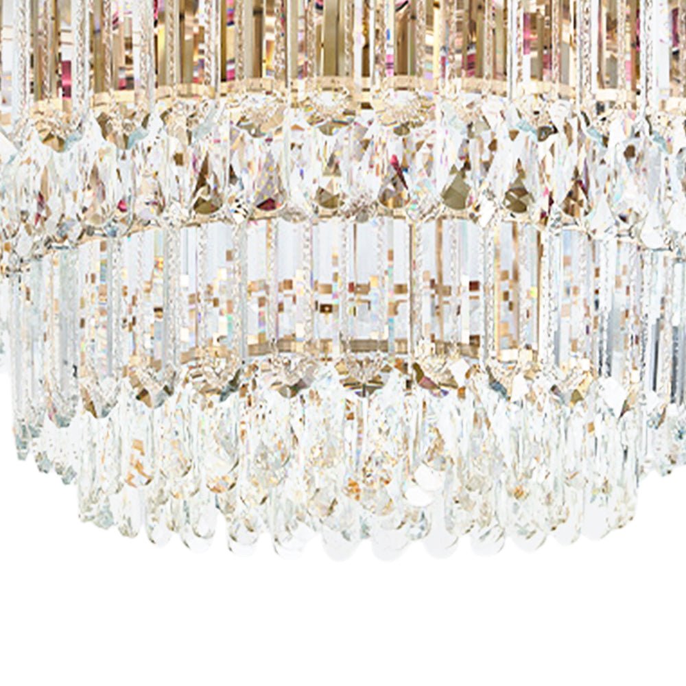 Plafonnier Deux Niveaux Cristal Verre Lustre Goutte de Pluie pour Salon