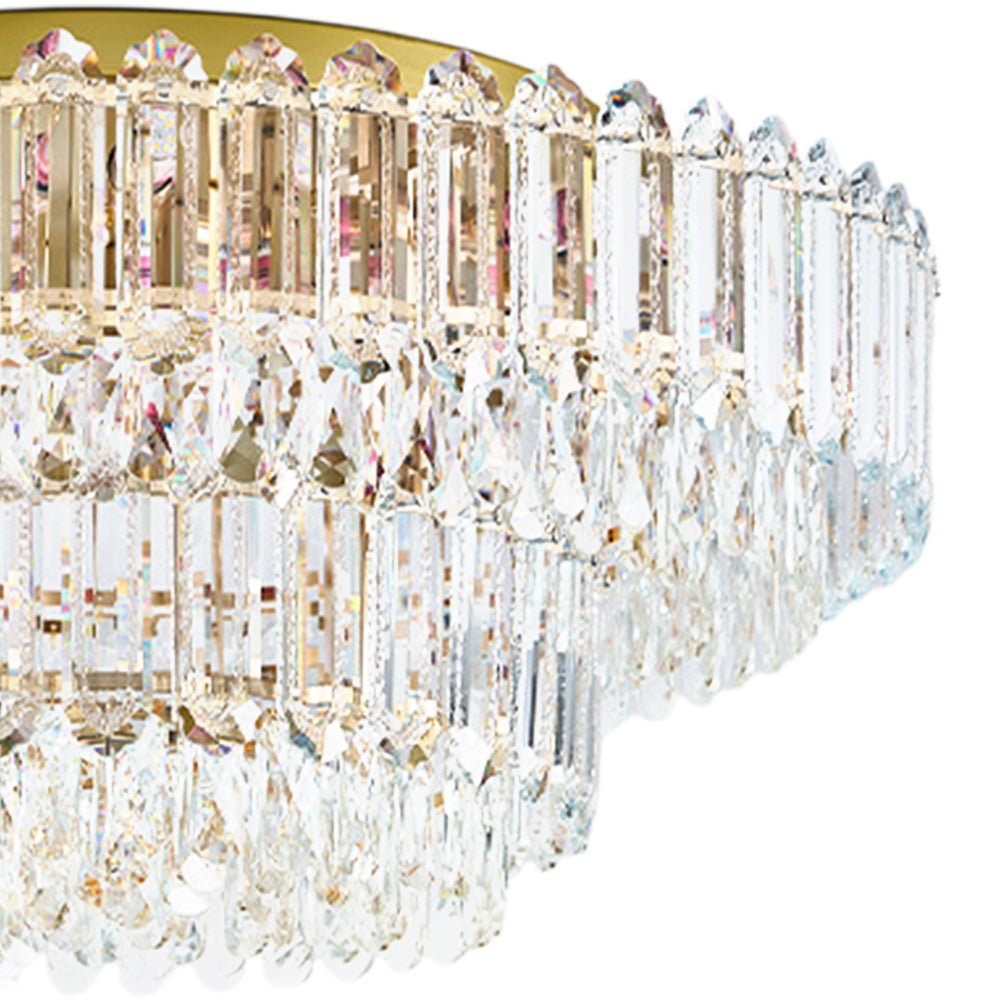 Plafonnier Deux Niveaux Cristal Verre Lustre Goutte de Pluie pour Salon