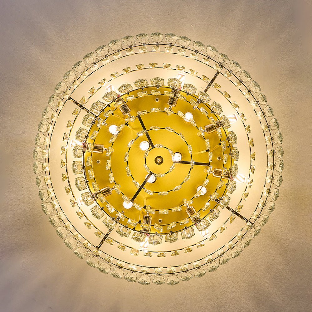 Plafonnier Deux Niveaux Cristal Verre Lustre Goutte de Pluie pour Salon