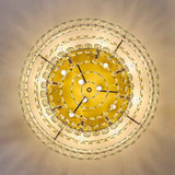 Plafonnier circulaire à cristaux, deux cercles, éléments pendants visibles