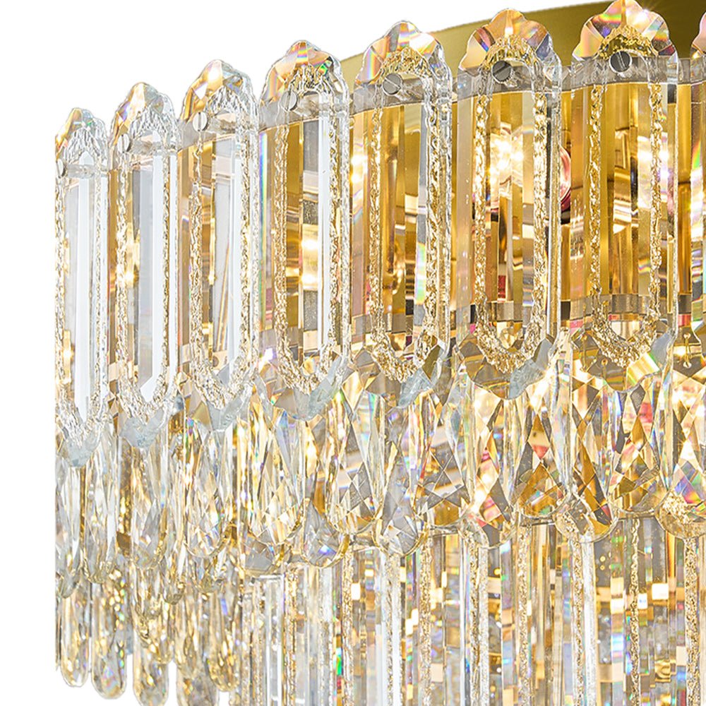 Plafonnier Deux Niveaux Cristal Verre Lustre Goutte de Pluie pour Salon