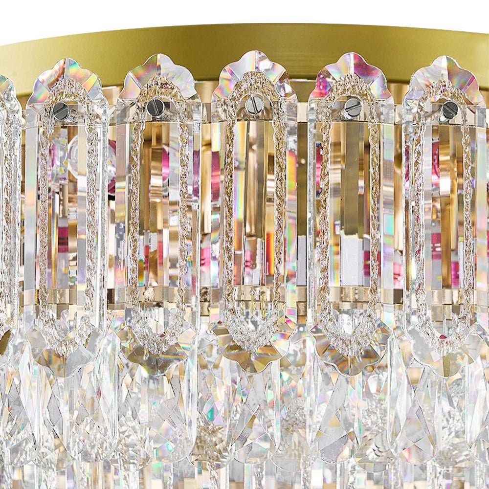 Plafonnier Deux Niveaux Cristal Verre Lustre Goutte de Pluie pour Salon