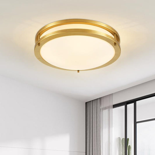 Plafonnier Salon Rond en Verre Doré