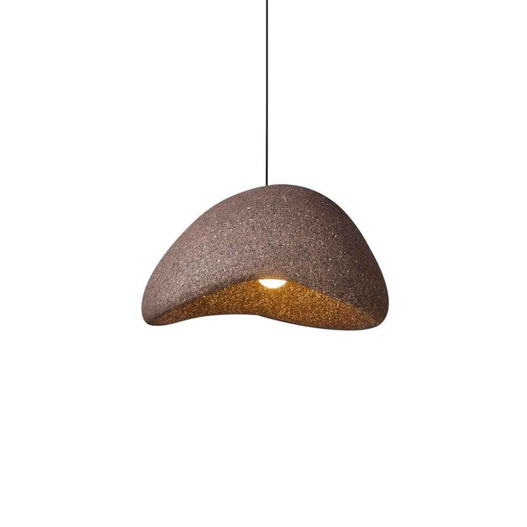 Suspension luminaire, abat-jour demi-lune brun moucheté, intérieur doré éclairé
