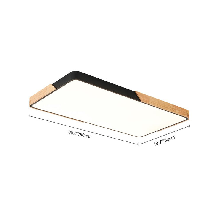 Plafonnier Cuisine Rectangulaire en Bois 90 cm